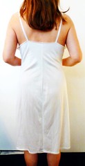 ADONNA VINTAGE CLASSIC BEAUTY WHITE SEXY SLIPPERY NYLON LACY FULL SLIP 38 EVC