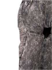 Rebound Denim Dress Acid Washed Faux Leather Trim Altered Women’s L 80’s READ