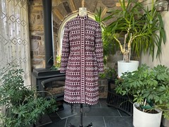 Vintage 1970s Maroon and Gray Textured Double Knit Coat Domani Knits