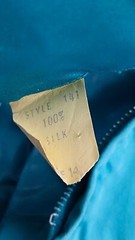 Vintage 1960s teal silk strapless formal dress, green blue Magnin turquoise S