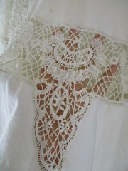 Antique Skirt cotton lace linen handmade circle petticoat knee length 1920s 1900