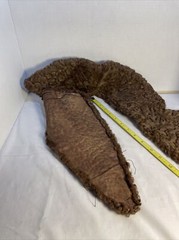 VTG Fur Curly Collar & Lapels Leather Back 37”around 6” Wide At Collar ,Unknown