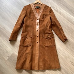 Vintage 1970s LOEWE Tan Suede Leather Maxi Coat Women’s 41” Bust