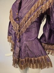 CIVIL WAR 1860’S PURPLE PINSTRIPED SILK TAFFETA BODICE W BELL PAGODA SLEEVES