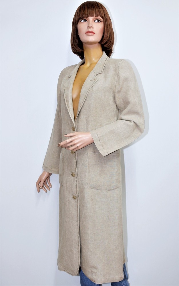 Vintage 80s JC CASTELBAJAC “KO & CO” greige linen coat 42FR 10US made in France