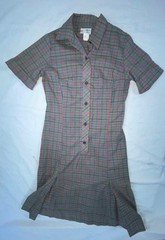VTG 60S 70S WOMENS SMALL STRIPED UNIFORM BUTTON FRONT ROCKABILLY SCOOTER DRESS