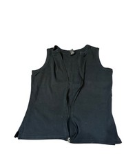 Vintage One Step Up Plus Ladies Black Full Front Zip Typo XL