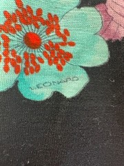 Vintage 1960s Leonard Black Dark Floral & Wool Jersey Knit Shift Dress XS-M