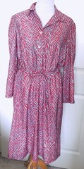Vintage Red Grey Abstract Polyester Dress Sue Sherry Size 20 1/2 B40