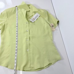 Alexandria VTG 100% Silk Lime Green Button Up Blouse Size 4 Deadstock NWT