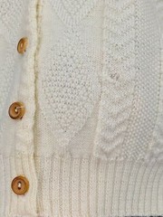 Vintage 1960s ivory white sweater wool knit wooden buttons oversized cardigan M