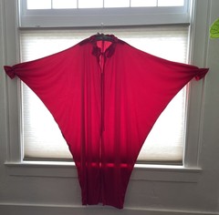 VTG 70s Red Hostess Dress Lounge MAXI BAT WING SZ OS ( READ As is