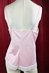 38 Bust 70s Boudoir Sheer Bust Floral Embroidery Camisole Cami Baby Pink Nylon