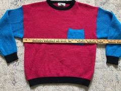 Vtg 80s 90s Streetwear Womens L Color Block Chunky Knit Sweater Glam Barbie Pink