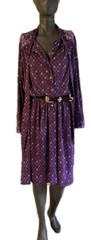 Vintage 1970s Bohemian Hippie Mix Print Jewel Tone Knit Step In Shift Dress