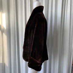 Vintage 50s Hudson’s Genuine Mouton Shearling Fur Coat Jacket Brown Womens
