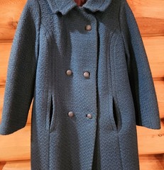 Vintage Full Length Wool Coat -Teal Color Size 10 No Labels