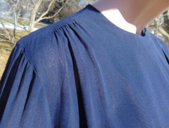 VTG 40s Blue Rayon Crepe Dress Lots of neat 40s details XL 42B