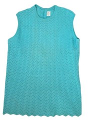 Vintage 70s JOYCE LANE Aqua Sleeveless Summer Sweater Chevron Weave EUC SIZE L