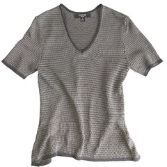 Vintage 90s Emanuel Ungaro Top M Black Metallic Knit T Shirt Mesh Net Grunge