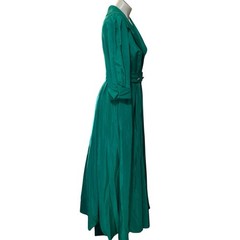 Union Made ILGWU Vintage Size 11/12 Green Formal B Gown 3/4 Sleeve Tulle 70s 80s