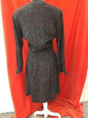 Calvin Klein vintage 80s silk shirt dress burgundy paisley size 6p