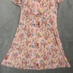 Betsy’s Things Petites Vintage 90s Pink Floral Rayon Tea Dress Short Sleeve L