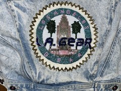 Vintage LA Gear Denim Jean Jacket Size Small Cropped Beaded Sparkle