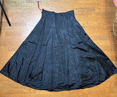 Rare Antique Victorian Black Silk Taffeta Slip c. 1880 – Pinked Seams Drawstring