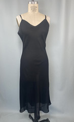 Vintage Full Slip SIZE MEDIUM black bias georgette classic sheer long goth sexy