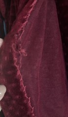 Vtg 80s Violette Wine Red Velour Houserobe Glamour Ruffle Collar Med to Lg