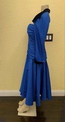 VTG Frank Usher Size US 12/UK Size 38 Blue W/Black Collar & Trim Victorian Dress