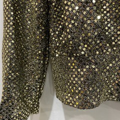 Vintage By Another Thyme Blouse Size 8 Full Sequins Gold Toned waist tie Sparkly