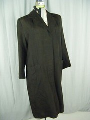 HATTIE CARNEGIE BLUE NOOM Vtg 50s Black Silk Blend Coat & Scarf-Bust 41/M