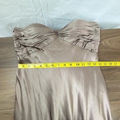 Vtg Niteline Brown Taupe Silk Gown Beaded Bust Empire Formal Evening Wedding EUC