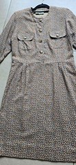 Vintage 1950s VIYELLA Wool/Cotton Abstract Print Dress Size 44 Scotland Flannel
