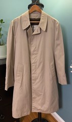 Vtg London Fog Tan Faux Fur Lined Long Maincoat 42” Trench 70’s-80’s Union EUC