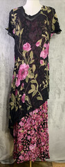 VTG Y2K Lola P Chiffon Dress Blk Floral Sheer Layers Crystal Whimsigoth Fairy XL