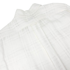 CHANEL Vintage CC Logo Checked Button Up Shirt #38 White Cotton Pocket 902289