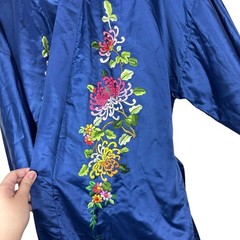 NWOT Golden Dragon Hand Embroidered Silk Kimono Robe Lined Floral Vintage Style