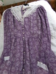 GUNNE SAX vtg prairie dress, 1970s lavender calico floral XXS