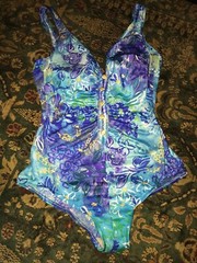Vtg 1950’s 60s Robby Len Tropical One Piece Swimsuit Size 12