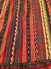 Vintage Bright Ethnic Woven Skirt Ecuador Cotton Material With Ruffle Maxi