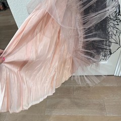 Vintage 1950s Party Prom Dress Black Velvet Pink Tulle Flocked Floral XS Cupcake
