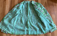 Vintage 1960s 1970s Mod Green Red Ivory Tapestry Mini Skirt Jacket Set Women’s S