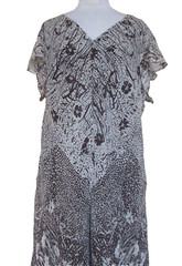 Vtg Adriana Papell Chiffon Dress Sz 20W 100% Silk Brown Gray Handkerchief Hem