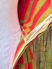 Vintage 1950s Sleeveless Fit And Flare Dress In Linen Abstract Print In Olive