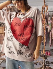 Blue Velvet vintage Style Anthropologie Distressed boho t-shirt Tunic Top Xl New