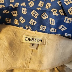 VTG Dereta SIZE 16 Blue White Lined Polyester Flowy Panel Midi Skirt