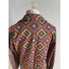 Vintage Disco Mod Dress Womens Size 12 Textured Geometric Hippie Groovy 60s 70s